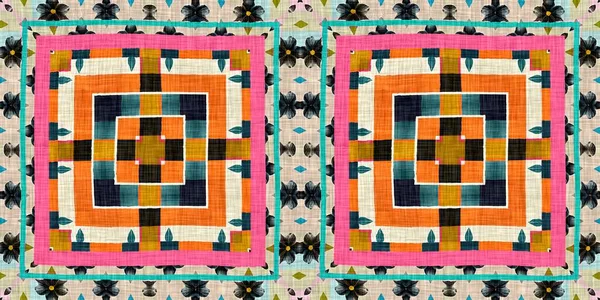 Kitsch Pattern Geometric Retro Design Seamless Border Background Trendy Modern — Fotografia de Stock