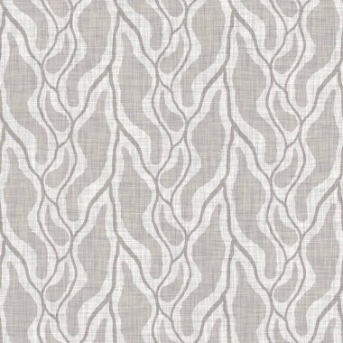 French grey doodle motif linen seamless pattern. Tonal country cottage style abstract scribble motif background. Simple vintage rustic fabric textile effect