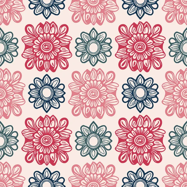 Retro Floral Seamless Pattern 70S Style Wildflower Garden Wallpaper Earthy — Stok Vektör