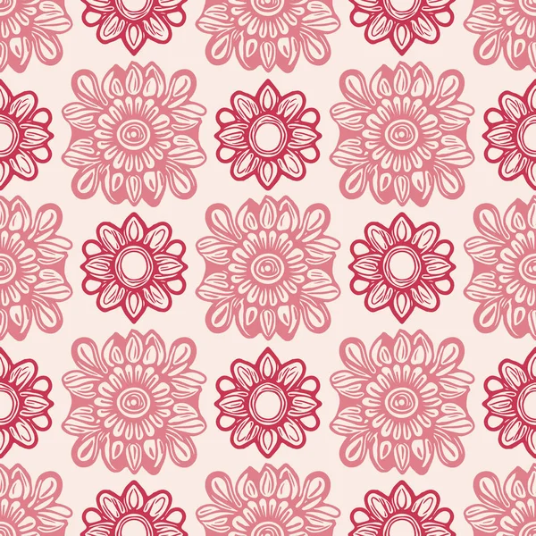 Retro Floral Seamless Pattern 70S Style Wildflower Garden Wallpaper Earthy — Stock Vector
