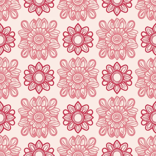 Retro Floral Seamless Pattern 70S Style Wildflower Garden Wallpaper Earthy — Stok Vektör