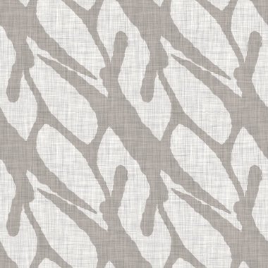 French grey doodle motif linen seamless pattern. Tonal country cottage style abstract scribble motif background. Simple vintage rustic fabric textile effect