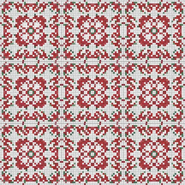 Seamless Christmas Poinsettia Cross Stitch Pattern Decorative Ornament Seasonal Red — Foto Stock