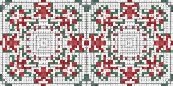 Seamless Christmas Poinsettia Cross Stitch Border Decorative Ornament Seasonal Red — Stok fotoğraf