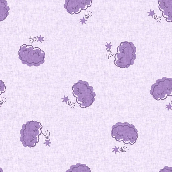 Gender neutral cloud seamless raster background. Simple purple whimsical 2 tone pattern. Kids nursery wallpaper or scandi all over print