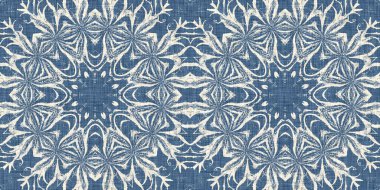 Çiftlik evi mavi kar taneleri sınır arkaplanı. Frosty batik fransız etkisi kurdelesi. Soğuk bayram bayramı washi kaseti