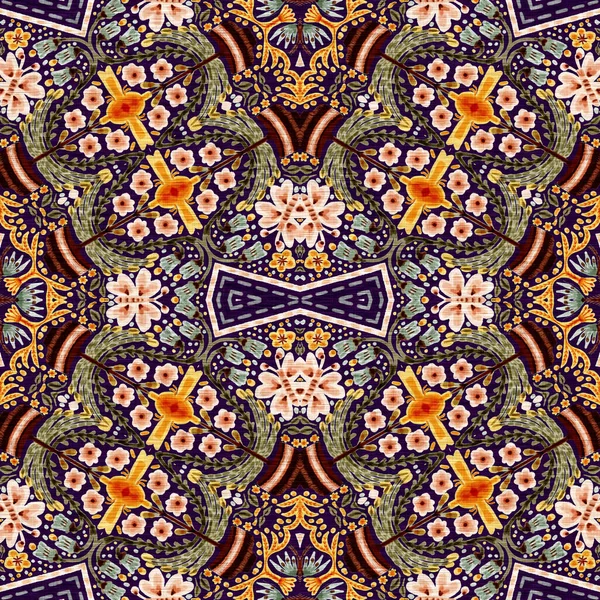 Rustic Provence Floral Pattern Background Boho Whimsical French Swatch Repeat — Stok Foto