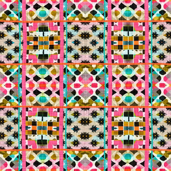 Kitsch Pattern Geometric Retro Design Seamless Background Trendy Modern Boho — Fotografia de Stock