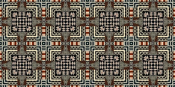 African Kente Cloth Patchwork Effect Border Pattern Seamless Geometric Quilt — Foto de Stock