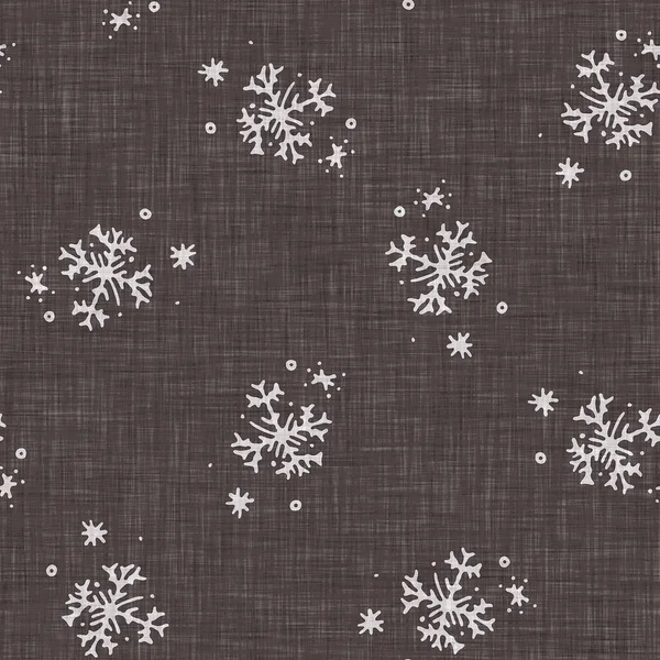 Seamless Christmas Snowflake Woven Linen Pattern Two Tone Seasonal Brown — Φωτογραφία Αρχείου