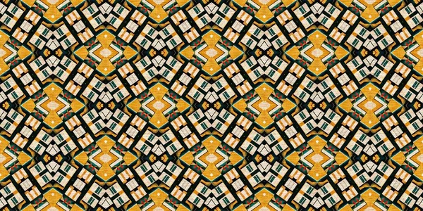 Tradycyjne Płytki Mozaika Bezszwowy Wzór Granicy Wydruku Efekt Tkaniny Meksykański — Zdjęcie stockowe