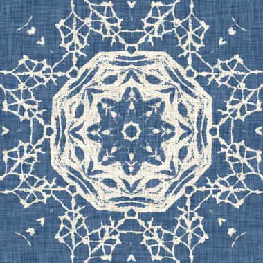 Çiftlik evi mavi kar tanesi desenli arka plan. Frosty batik fransız efekti kusursuz arkaplan. Şenlikli soğuk tatil sezonu duvar kâğıdı döşemesi