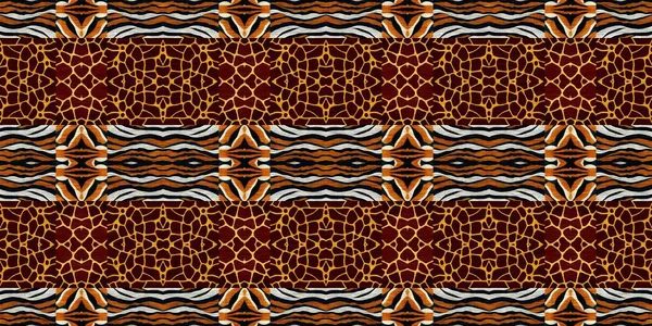 African Kente Cloth Patchwork Effect Border Pattern Seamless Geometric Quilt — Stockfoto