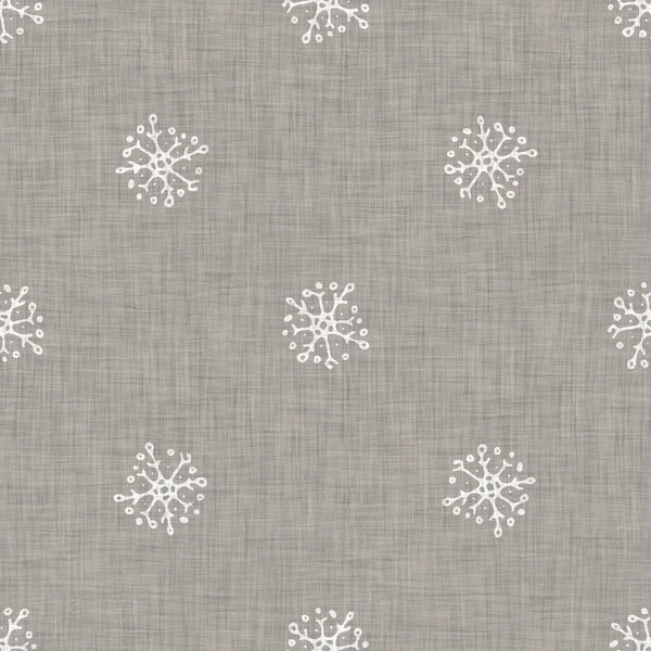 Seamless Christmas Snowflake Woven Linen Pattern Two Tone Seasonal Grey — Photo