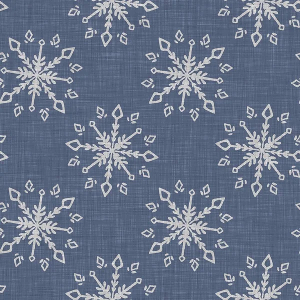 Seamless Christmas Snowflake Woven Linen Pattern Two Tone Seasonal Farmhouse — 스톡 사진