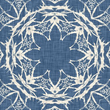 Çiftlik evi mavi kar tanesi desenli arka plan. Frosty batik fransız efekti kusursuz arkaplan. Şenlikli soğuk tatil sezonu duvar kâğıdı döşemesi