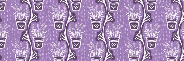 Гендерна Нейтральна Квіткова Квітка Безшовна Растрова Рамка Простий Фіолетовий Примхливий — стокове фото