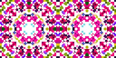 Retro geometrik piksel desen. Eğlenceli kaleydoskopik pembe duvar kağıdı. Kusursuz doku arkaplanı için renkli bir klasik jeo nokta mozaiği