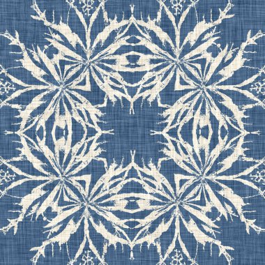 Çiftlik evi mavi kar tanesi desenli arka plan. Frosty batik fransız efekti kusursuz arkaplan. Şenlikli soğuk tatil sezonu duvar kâğıdı döşemesi