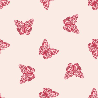 Retro butterfly seamless pattern. 70s style ecological insect garden wildlife wallpaper. Earthy decorative lepidoptera tile