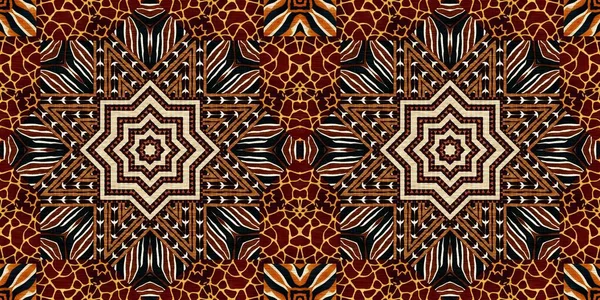 African Kente Cloth Patchwork Effect Border Pattern Seamless Geometric Quilt — Φωτογραφία Αρχείου
