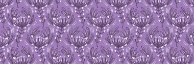 Cinsiyet ayrımı olmayan çiçek dikişsiz raster sınırı. Basit mor kaprisli 2 ton deseni. Çocuk odası duvar kâğıdı ya da her yerde skandal var.