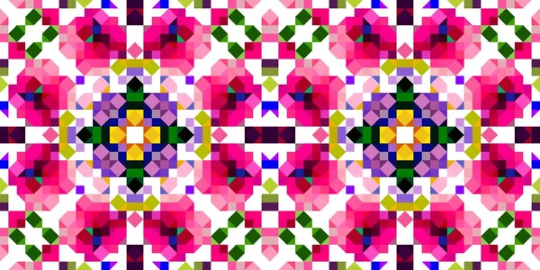 Retro Geometric Pixel Pattern Playful Fun Kaleidoscopic Pink Wallpaper Colorful — Stock Photo, Image