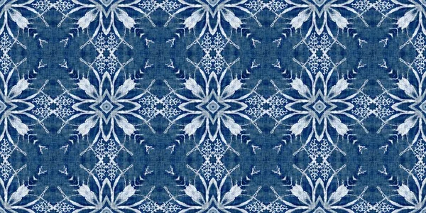 Індиго Блакитний Сніговий Пластівцевий Бордюр Батік Морозний Батік Кардинально Впливає — стокове фото