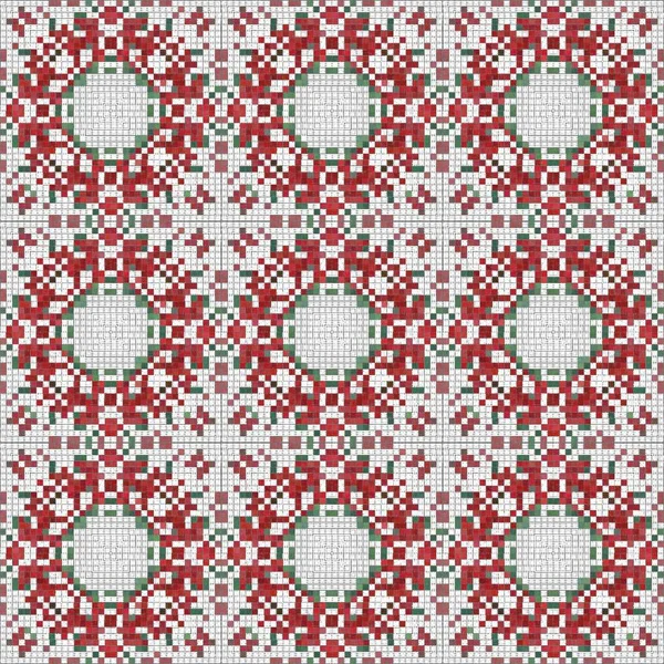 Seamless Christmas poinsettia cross stitch pattern. Decorative ornament in seasonal red for embroidered December holiday background. Winter botanical vintage scandi repeat tile