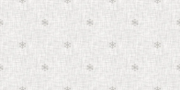 Seamless Christmas Snowflake Woven Linen Border Two Tone Seasonal Grey — Stock Photo, Image