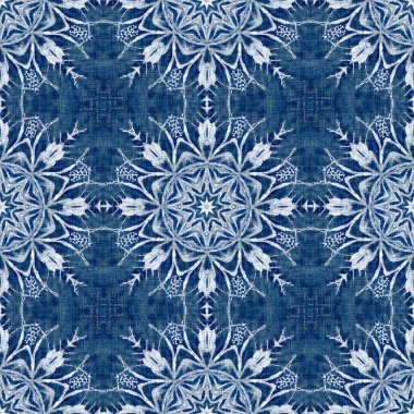 Çivit mavisi kar tanecikli damaske desenli arka plan. Frosty boyama efekti kusursuz arkaplan. Şenlikli soğuk tatil sezonu duvar kâğıdı döşemesi