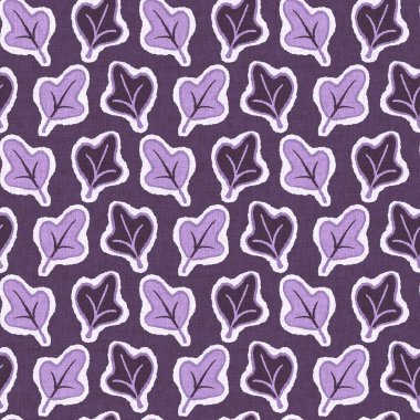 Cinsiyet olarak nötr mor botanik yaprak, dikişsiz raster arka plan. Basit, kaprisli, 2 tonlu bir model. Çocuk bezi duvar kâğıdı ya da her yerde skandal var.