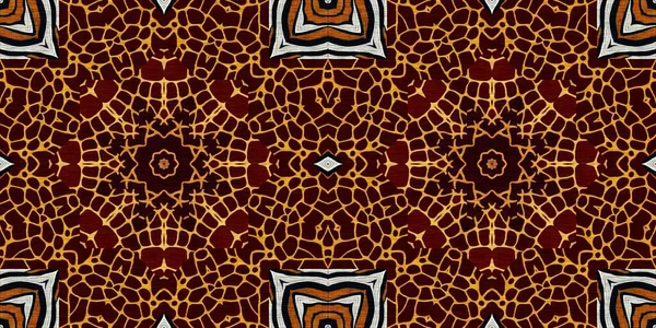 African Kente Cloth Patchwork Effect Border Pattern Seamless Geometric Quilt — Stockfoto