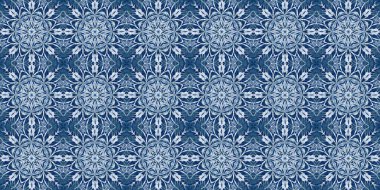 Çivit mavisi kar tanecikli Batik. Frosty batik boyama efekti pürüzsüz kenar. Soğuk bayram şenliği kurdelesi