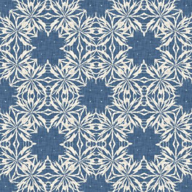 Çiftlik evi mavi kar tanesi desenli arka plan. Frosty batik damasch fransız efekti kusursuz arkaplan. Şenlikli soğuk tatil sezonu duvar kâğıdı döşemesi