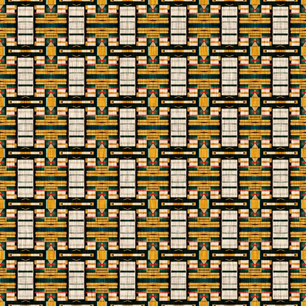 Traditional Tile Mosaic Seamless Pattern Print Fabric Effect Mexican Patchwork — Fotografia de Stock