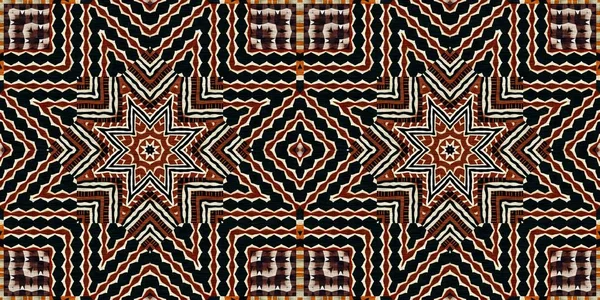 African Kente Cloth Patchwork Effect Border Pattern Seamless Geometric Quilt — Stockfoto