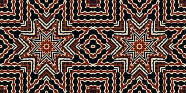 African kente cloth patchwork effect border pattern. Seamless geometric quilt fabric edging trim background. Patched boho rug safari shirt repetitive ribbon endless band