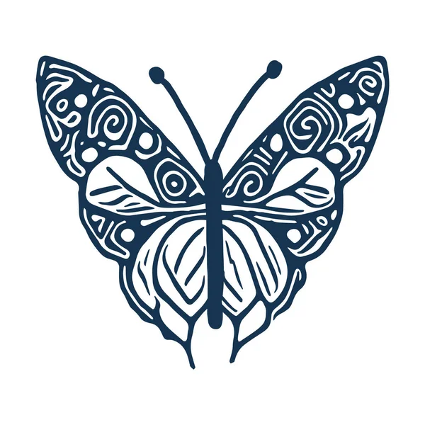 Διακοσμητική Πεταλούδα Ενιαία Τέχνη Κλιπ Vintage Vector Garden Bug Icon — Διανυσματικό Αρχείο