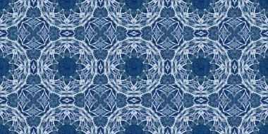 Çivit mavisi kar tanecikli Batik. Frosty batik boyama efekti pürüzsüz kenar. Soğuk bayram şenliği kurdelesi