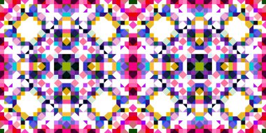Retro geometrik piksel desen. Eğlenceli kaleydoskopik pembe duvar kağıdı. Kusursuz doku arkaplanı için renkli bir klasik jeo nokta mozaiği