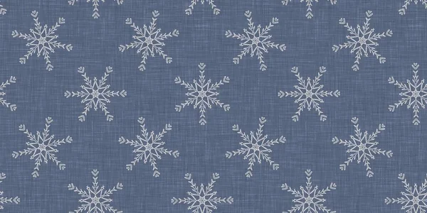 Seamless Christmas Snowflake Woven Linen Pattern Two Tone Seasonal Farmhouse — Φωτογραφία Αρχείου