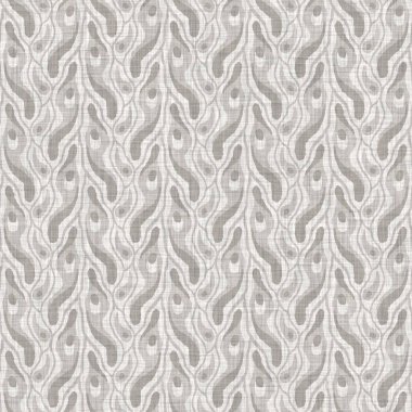 French grey doodle motif linen seamless pattern. Tonal country cottage style abstract scribble motif background. Simple vintage rustic fabric textile effect