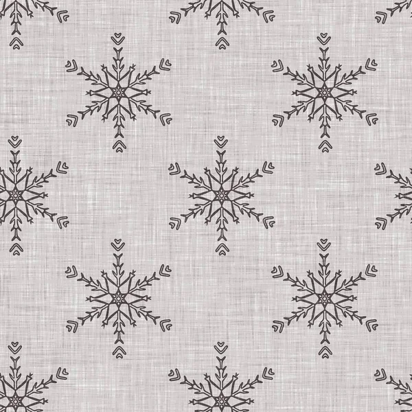 Seamless Christmas Snowflake Woven Linen Pattern Two Tone Seasonal Brown — Photo