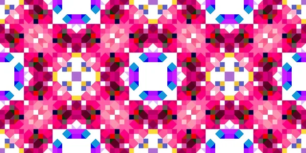 Modèle Pixel Géométrique Rétro Amusant Papier Peint Kaléidoscopique Rose Ludique — Photo