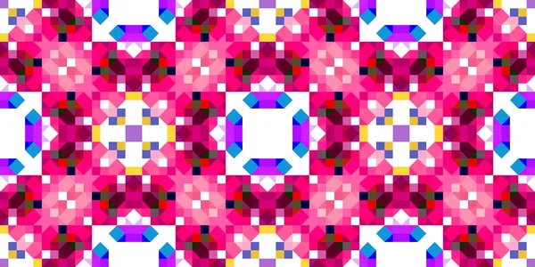 Retro Geometrische Pixel Patroon Speels Leuk Caleidoscopisch Roze Behang Kleurrijke — Stockfoto