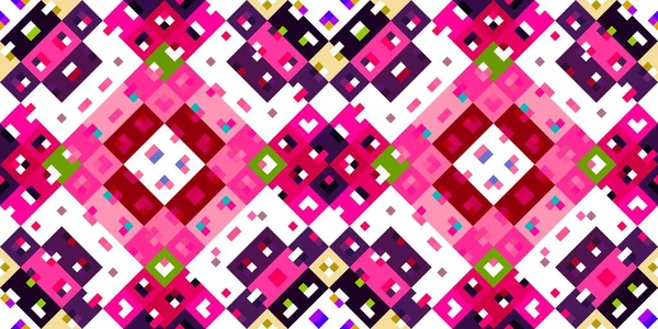 Retro Geometrisches Pixelmuster Spielerische Spaß Kaleidoskopische Rosa Tapete Bunte Sommer — Stockfoto