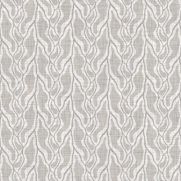 French Grey Doodle Motif Linen Seamless Pattern Tonal Country Cottage — Stok fotoğraf