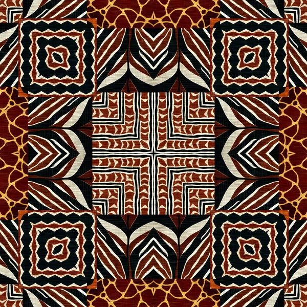 African Kente Cloth Patchwork Effect Pattern Seamless Geometric Quilt Fabric — Stockfoto