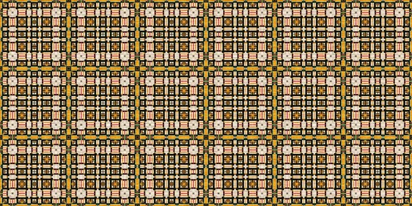 Traditional Tile Mosaic Seamless Border Pattern Print Fabric Effect Mexican — Stockfoto